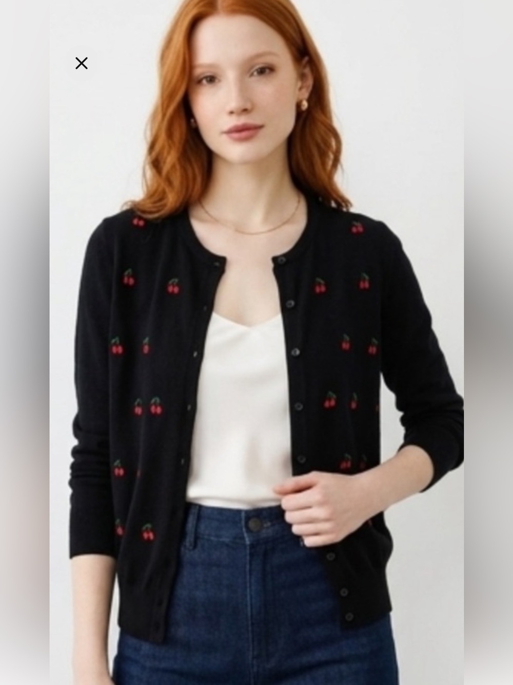 Cherry Embroidered Cardigan.